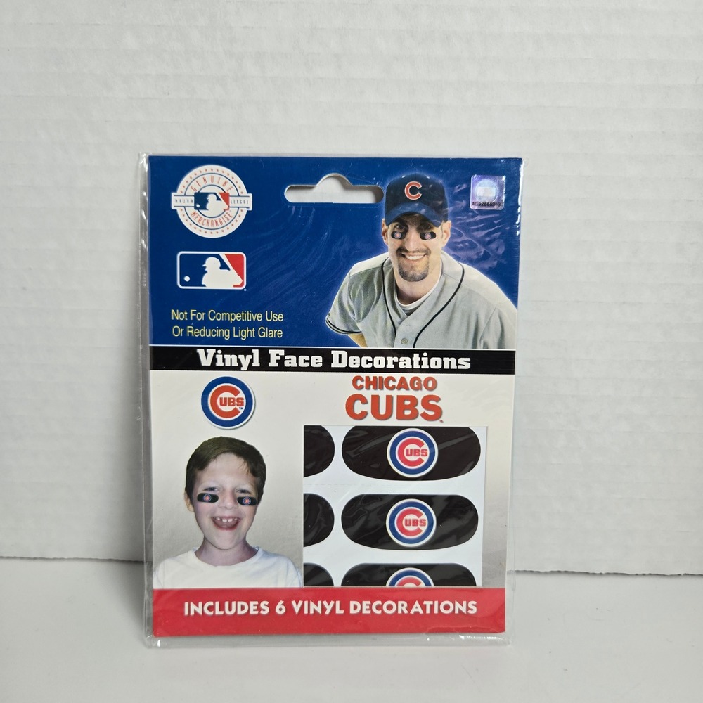 Chicago Cubs MLB Logo Vinyl Face Decorations 6 Pack Eye Black Stickers
